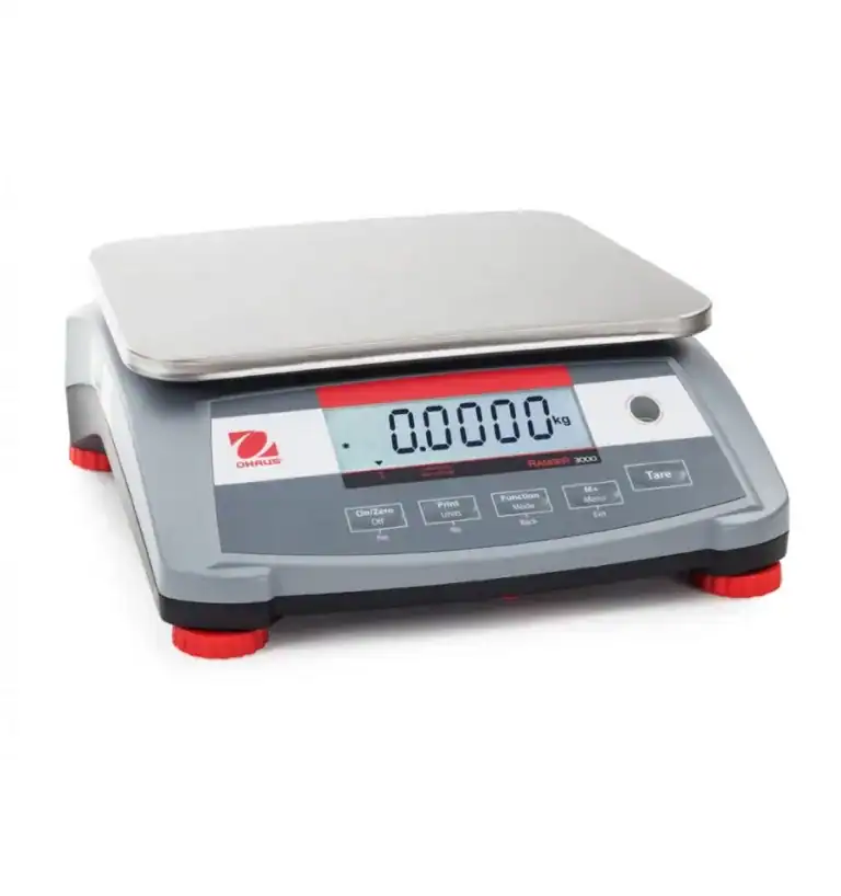 Ohaus Ranger 3000 compact bench scale with a stainless pan