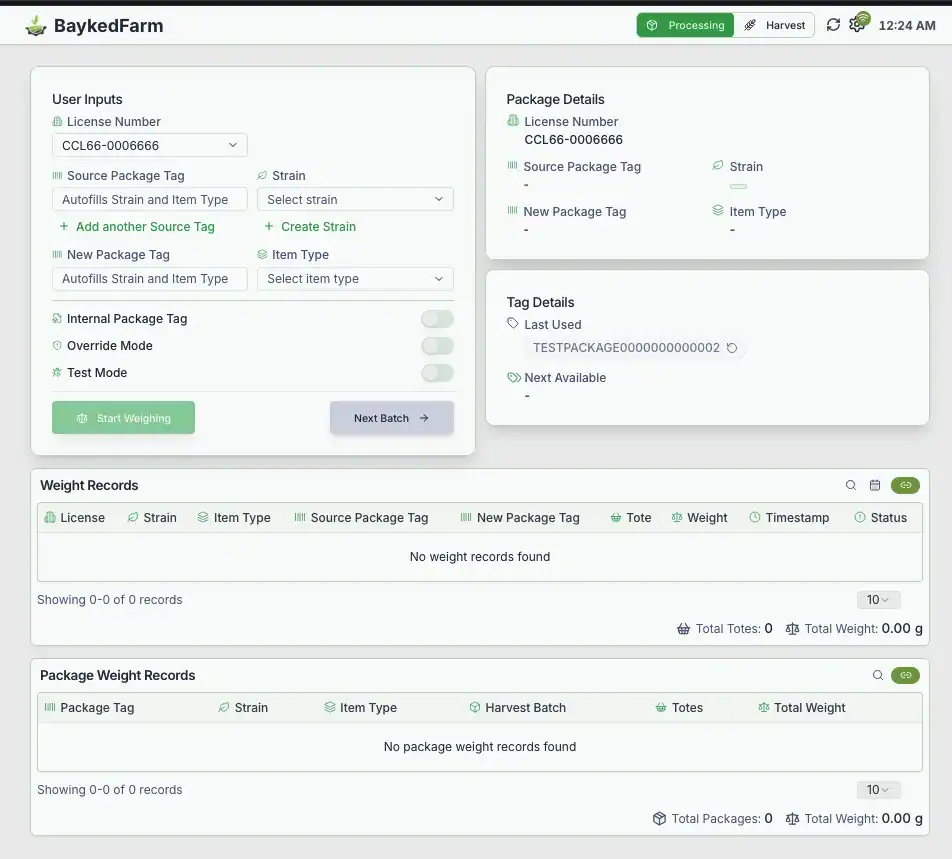 BaykedFarm device app in Processing mode
